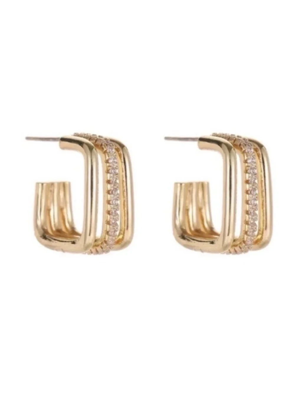 New! Vail 14K Gold Plated Geometric Hoop Earrings (3026)